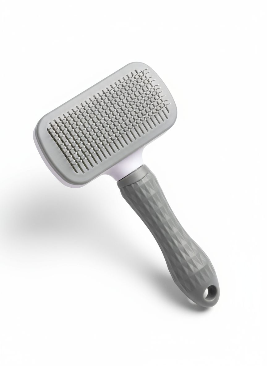 Grey Self-Cleaning Pet Brush