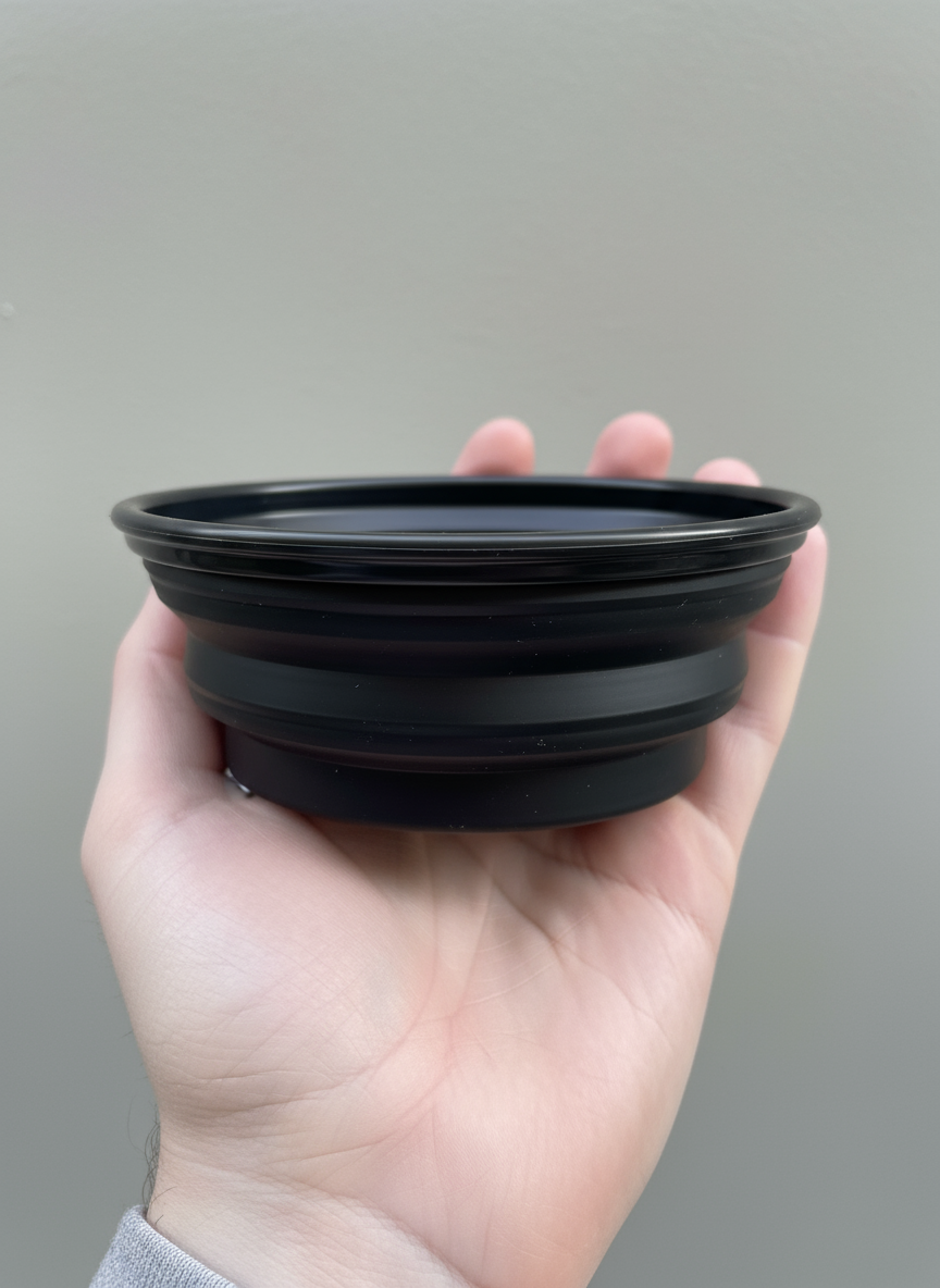 Foldable Pet Bowl on Hand - Size Reference