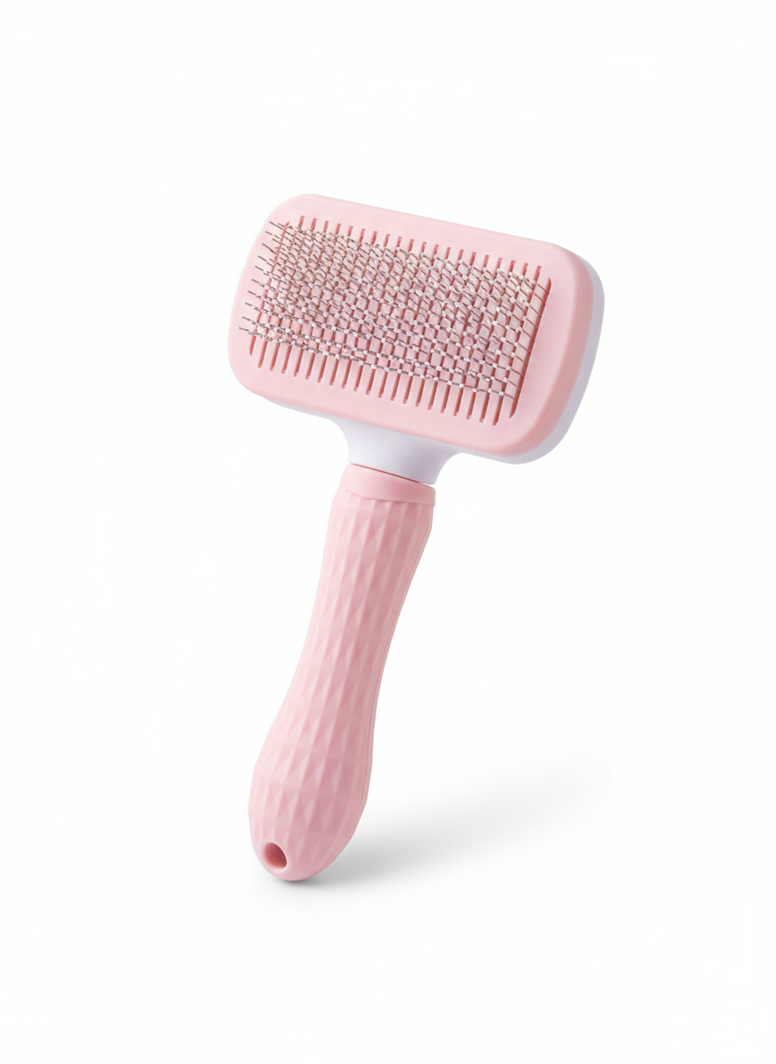 Pink Self-Cleaning Pet Brush